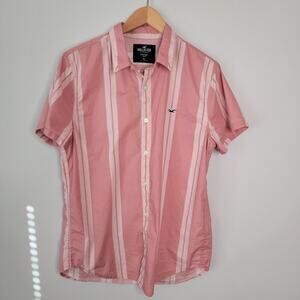 Hollister Button Epic Flex Stretch Shirt Mens M Pink Preppy Business Casual Work